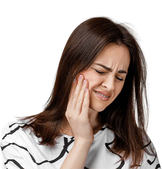 Woman in pain, holding her face